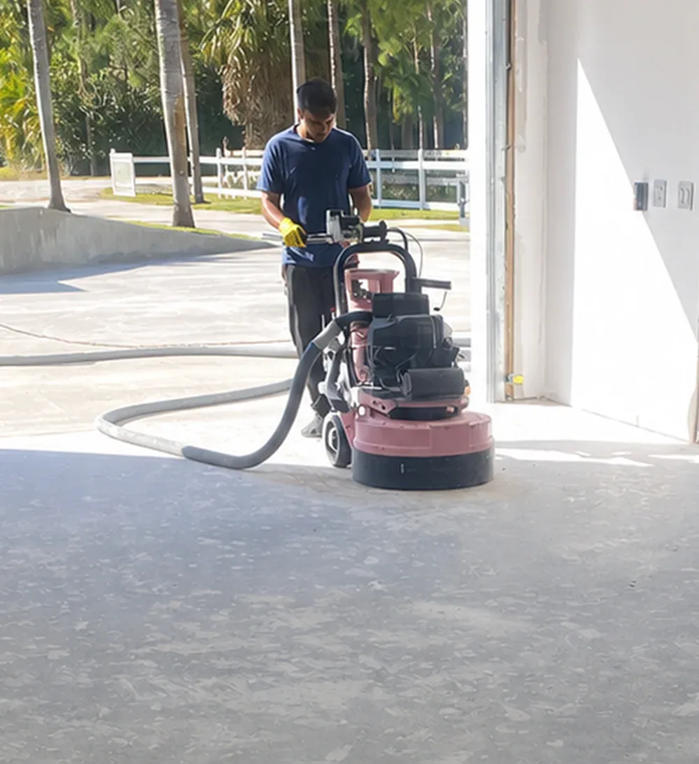 Grinding the concrete slab